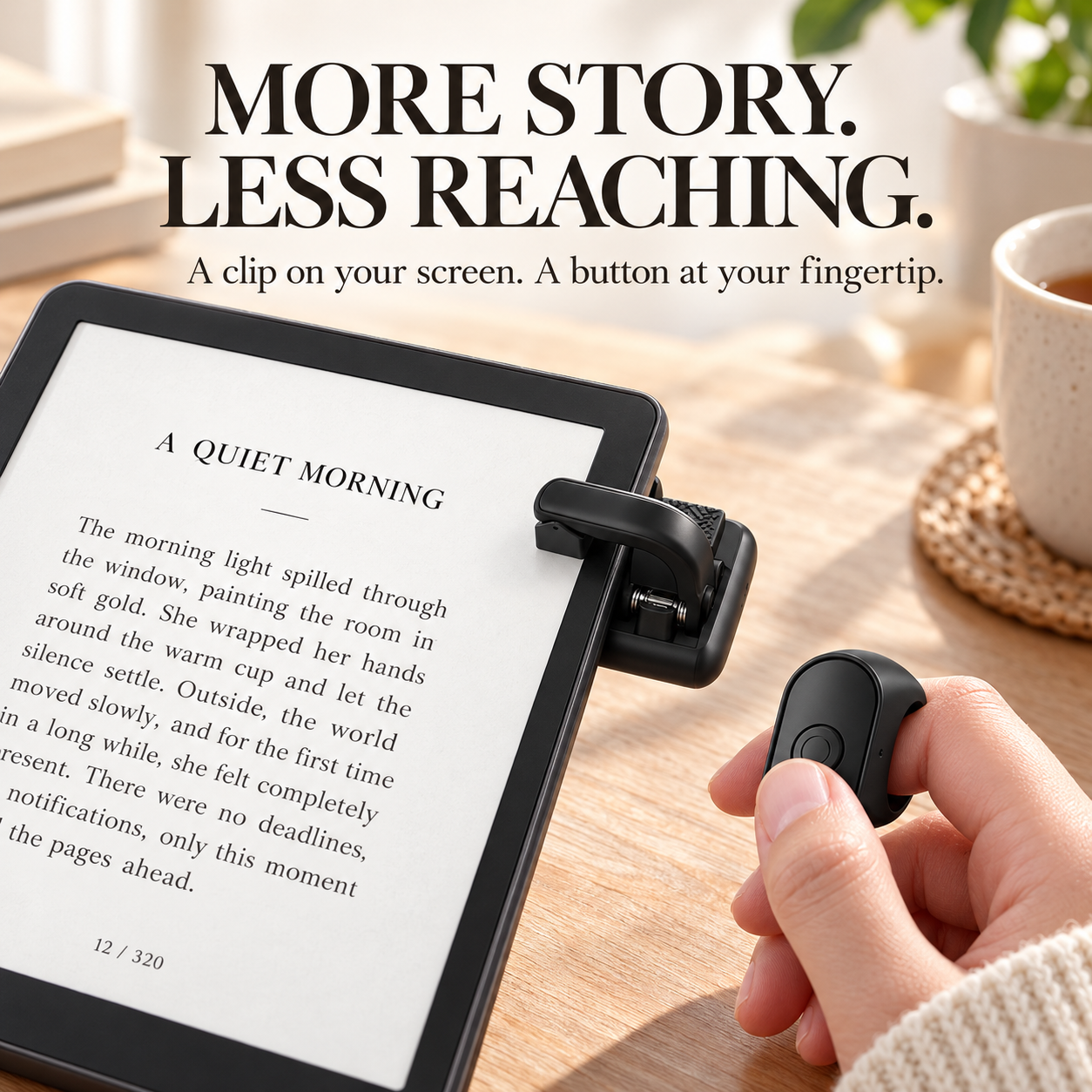 Ring remote controlling a clipped e-reader
