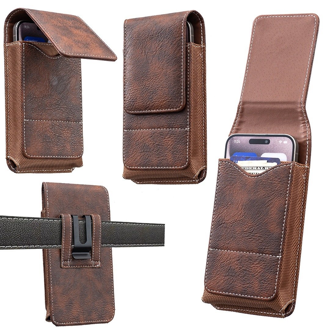 ⚡Big Discount | Waist Belt Cell Phone Pouch 📱 Multi-Pocket Leather Phone Case with Card Holder