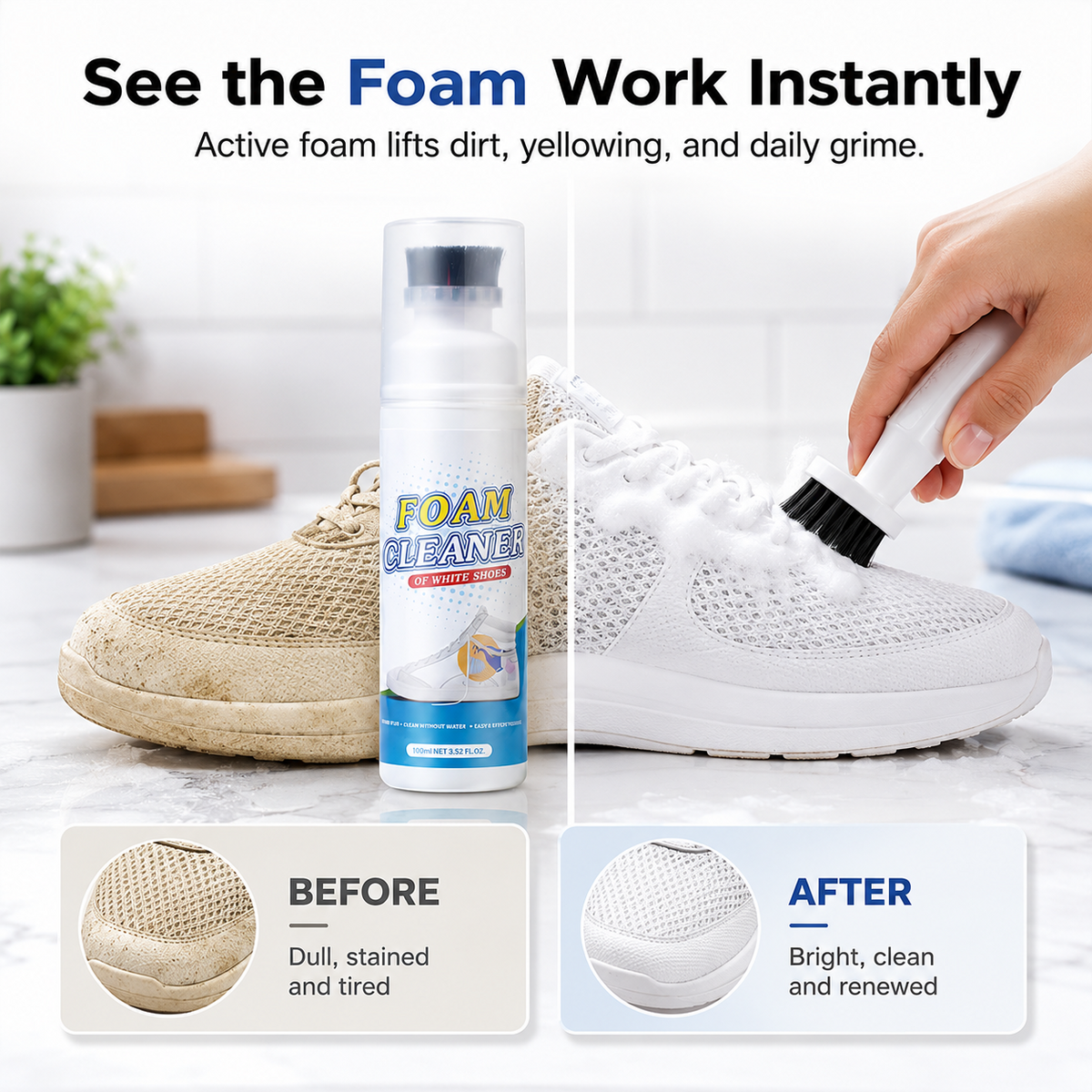 🔥Limited Time Promotion 50% OFF🔥Rinse-Free Foam Cleaner with Built-In Brush