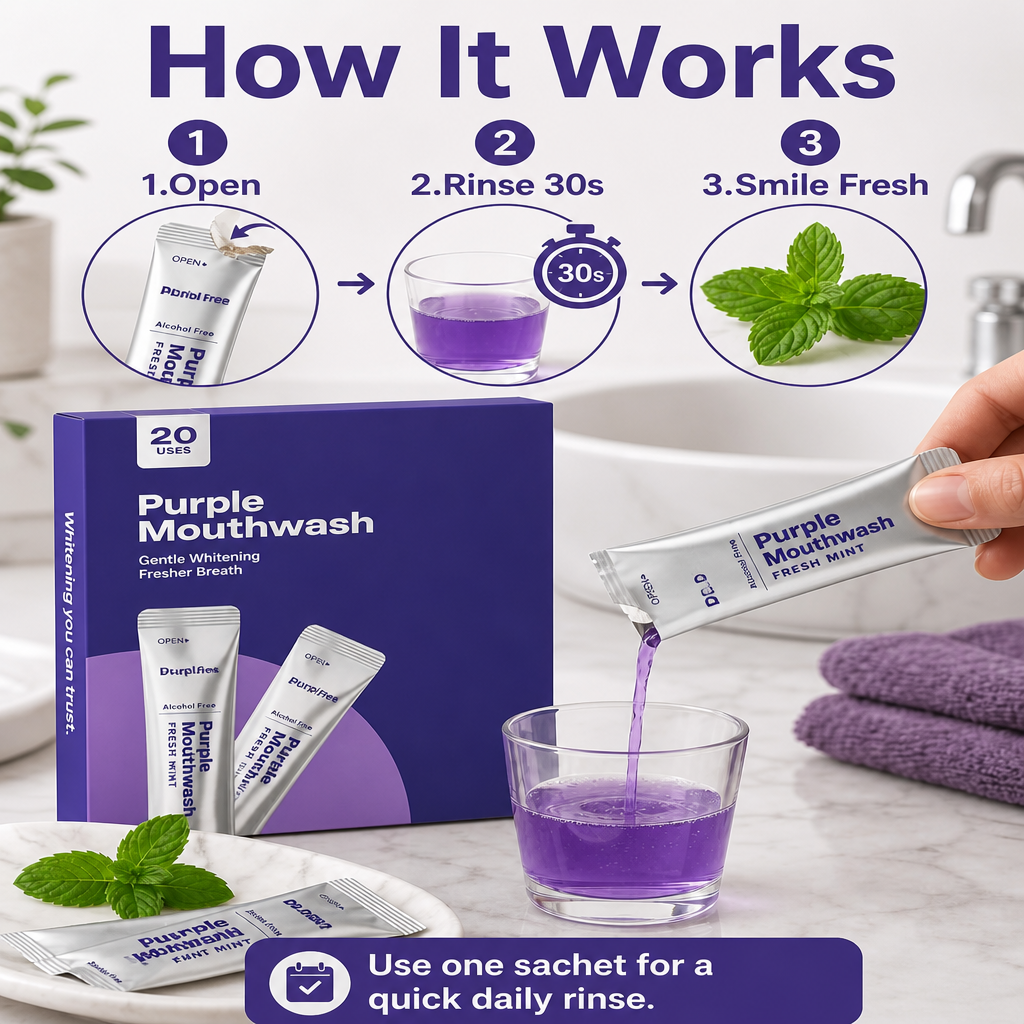 Cancel Yellow Stones in 30 Seconds with Purple Color Correcting Mouthwash