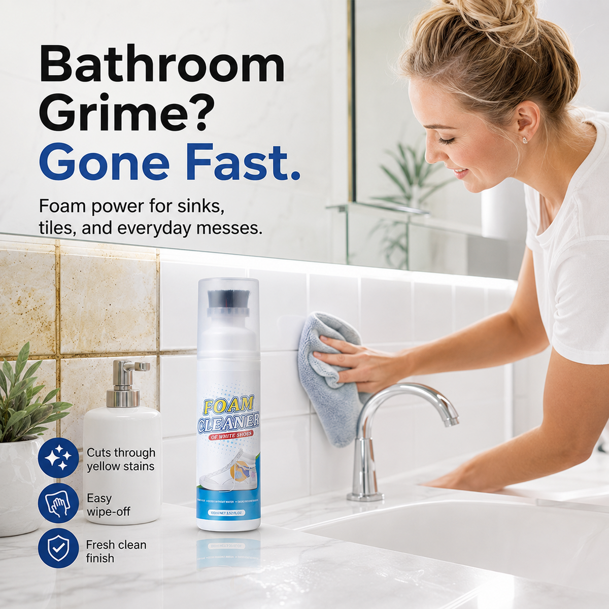 🔥Limited Time Promotion 50% OFF🔥Rinse-Free Foam Cleaner with Built-In Brush