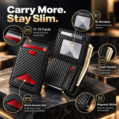 RFID Blocking Carbon Fiber Wallet ✅ Slim design | Holds cards + cash 💵EDC upgrade every guy wants 🔧