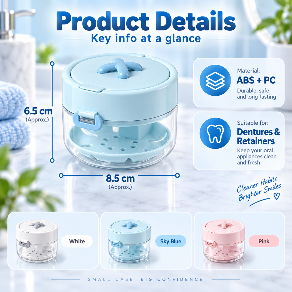 ✨ Travel Care Deal – Retainer Cleaning Case 🦷 Soak, Store & Rinse Container with Mirror & Brush for On-the-Go Use 💼