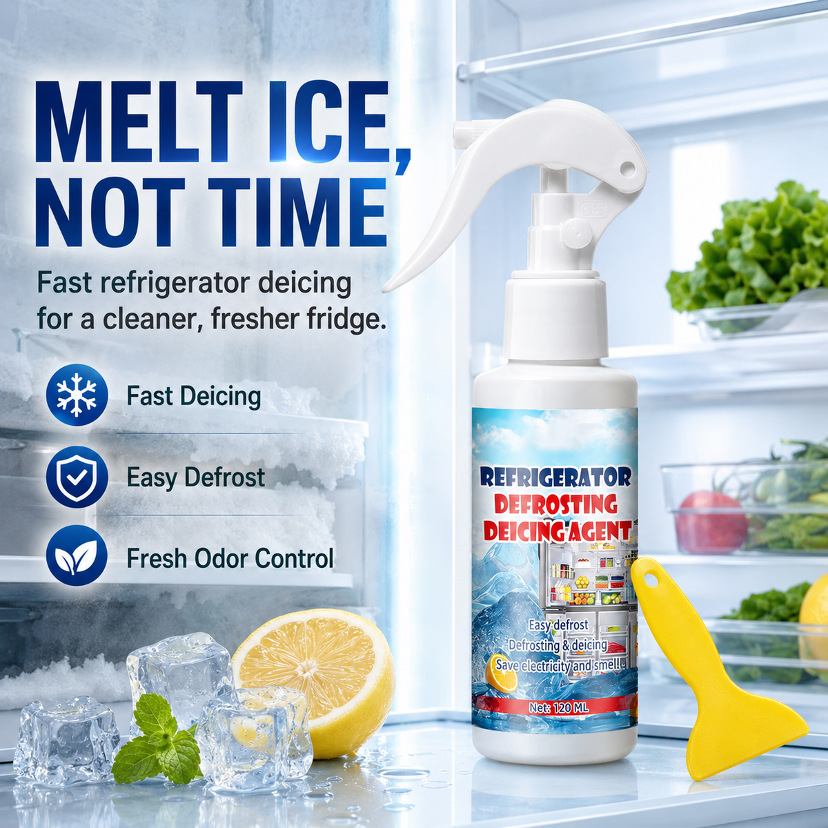 Ice Melting Spray - Safe and gentle & Fast defrosting(free spatula)