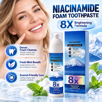 🔥 🔥50% OFF Niacinamide Foaming Whitening Toothpaste 8X - Fresh Breath Stain Removal Gentle Teeth Cleaning 🔥🔥