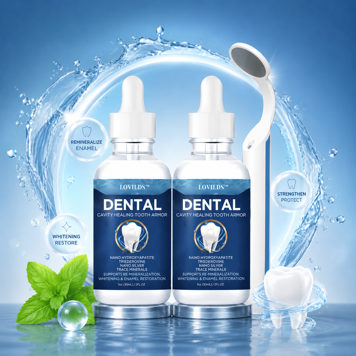 Buy 1 Get 1 FREE（Free toothbrush） LOVILDS™ Advanced Enamel Repair & Whitening Kit (Includes Free LED Mirror)