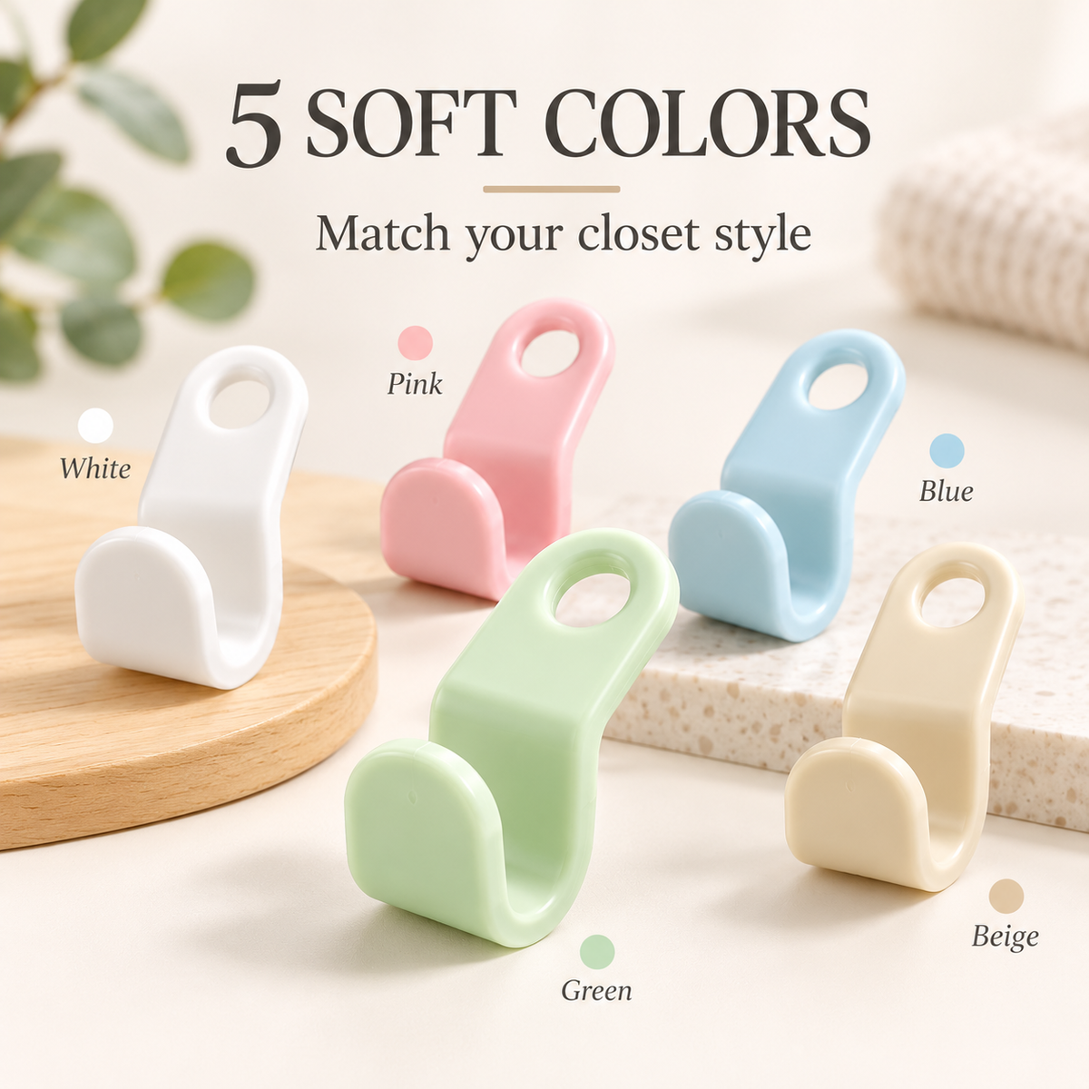 Space Saving Hangers Connector Hooks 20 Counts, High Load-bearing Clothes Hanger Connector Hooks, Hooks for Hangers, Random Colors