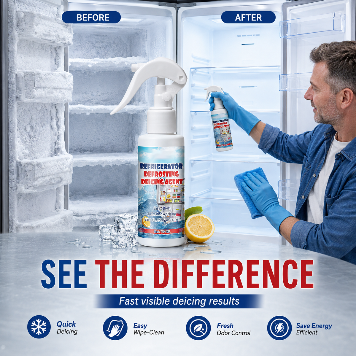 Ice Melting Spray - Safe and gentle & Fast defrosting(free spatula)