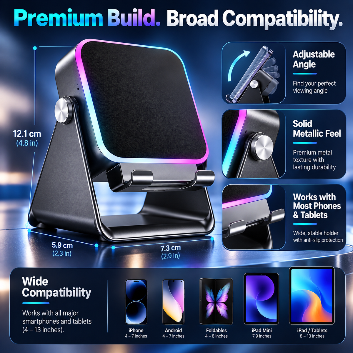 💎🔥 50% OFF 5-IN-1 WIRELESS SPEAKER STAND! 💎 Induction Audio, Phone Holder & Ambient Light🔥🔥