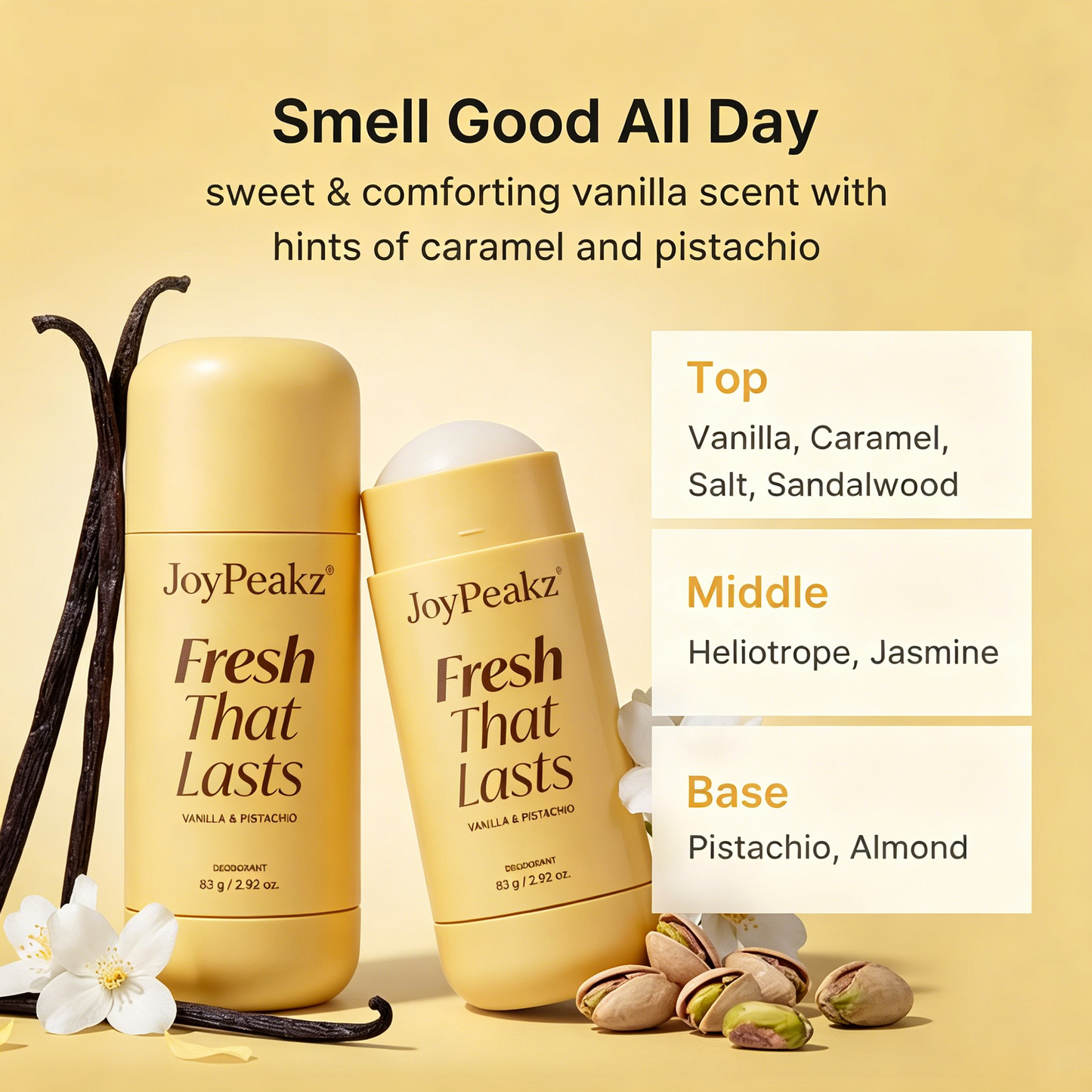 JoyPeakz™ Vanilla & Pistachio Deodorant Monthly Fresh Care