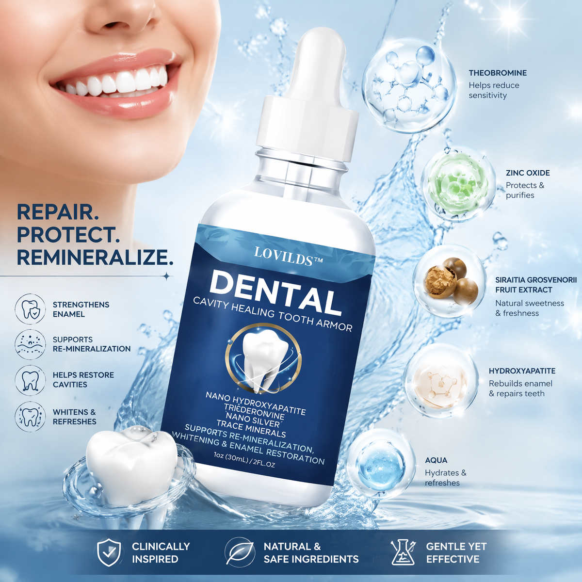 Buy 1 Get 1 FREE（Free toothbrush） LOVILDS™ Advanced Enamel Repair & Whitening Kit (Includes Free LED Mirror)