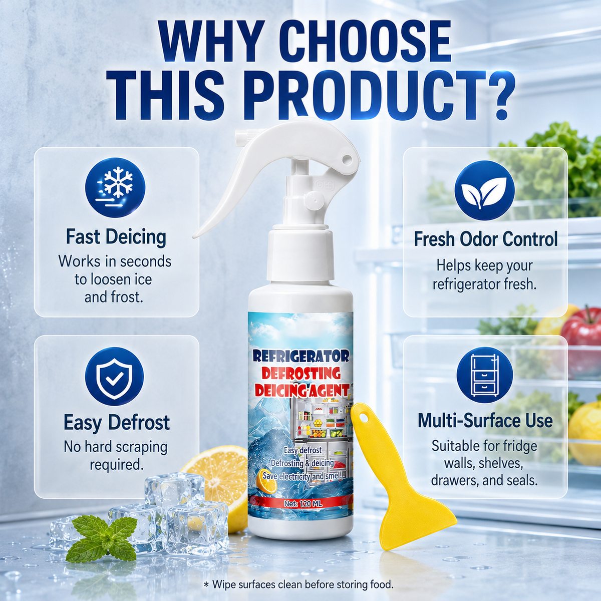 Ice Melting Spray - Safe and gentle & Fast defrosting(free spatula)
