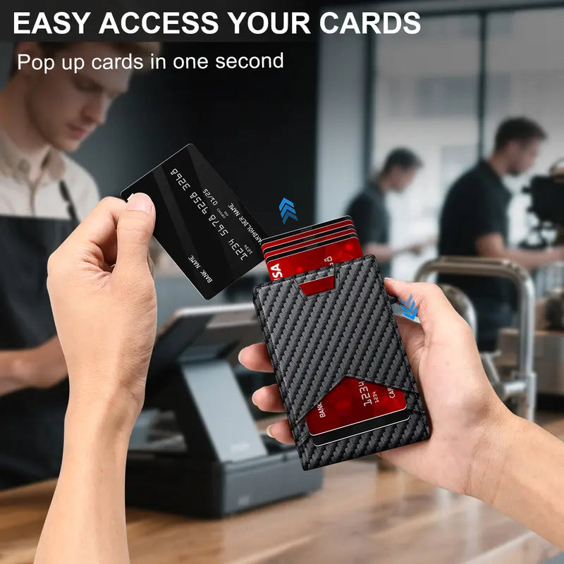 RFID Blocking Carbon Fiber Wallet ✅ Slim design | Holds cards + cash 💵EDC upgrade every guy wants 🔧
