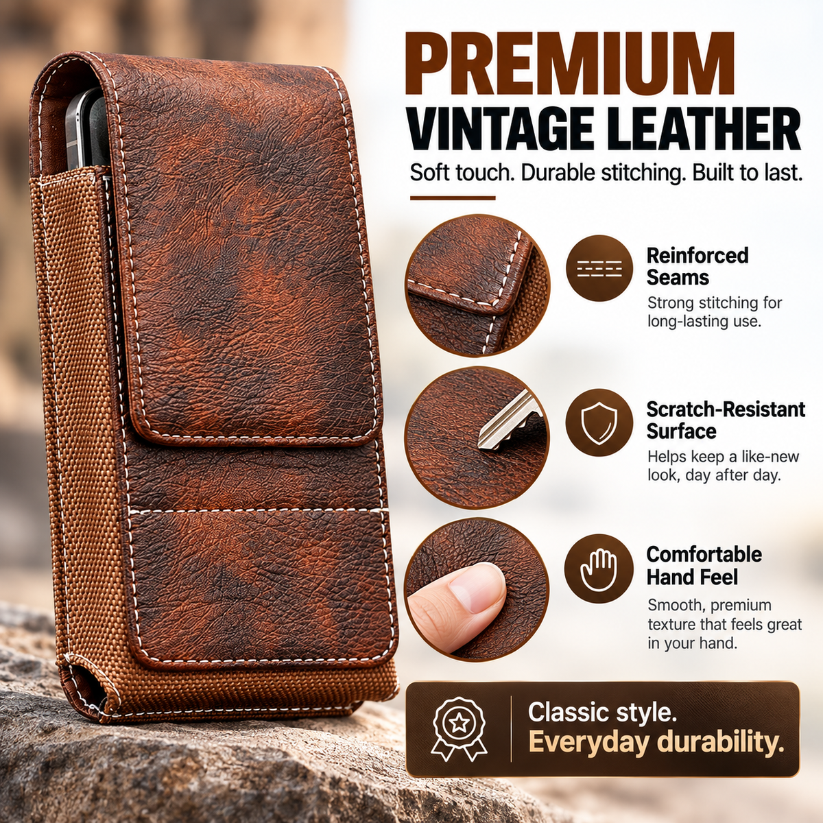⚡Big Discount | Waist Belt Cell Phone Pouch 📱 Multi-Pocket Leather Phone Case with Card Holder