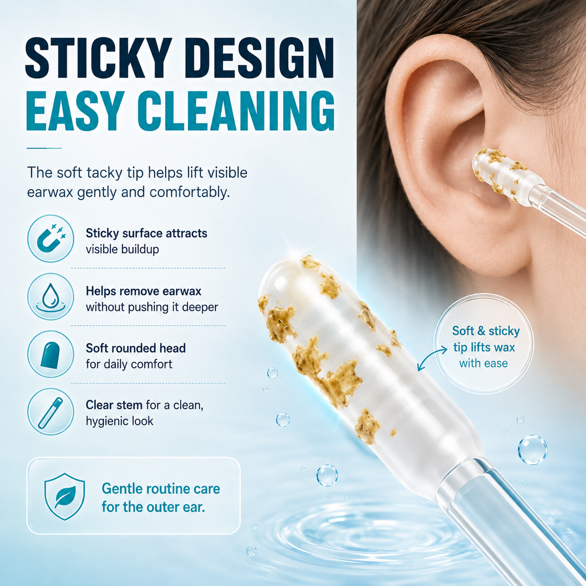 Reusable Sticky Ear Cleaning Stick – Gentle Adhesive Tip Ear Cleaner & Daily Hygiene Tool