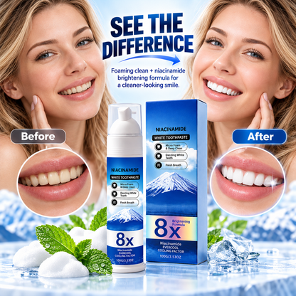 🔥 🔥50% OFF Niacinamide Foaming Whitening Toothpaste 8X - Fresh Breath Stain Removal Gentle Teeth Cleaning 🔥🔥