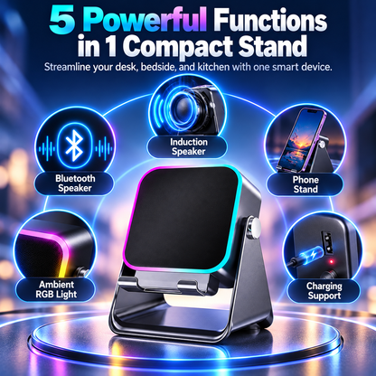 💎🔥 50% OFF 5-IN-1 WIRELESS SPEAKER STAND! 💎 Induction Audio, Phone Holder & Ambient Light🔥🔥