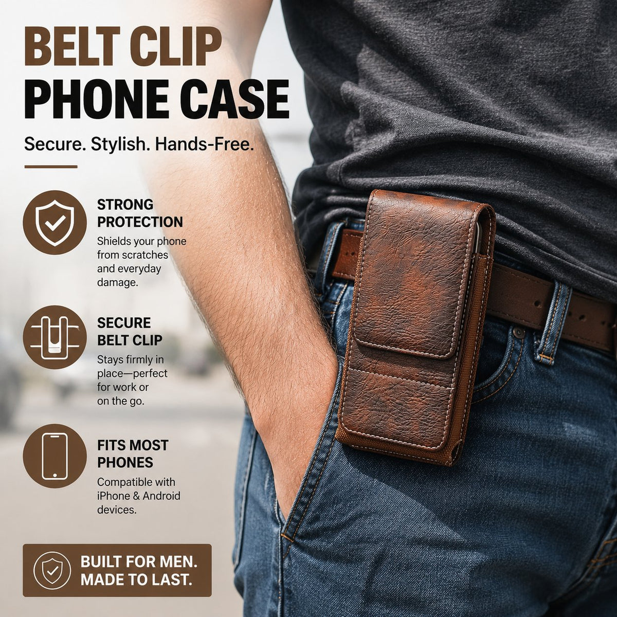 ⚡Big Discount | Waist Belt Cell Phone Pouch 📱 Multi-Pocket Leather Phone Case with Card Holder