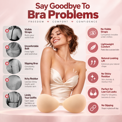 🔥🔥Sticky Bra – VIRAL No.1  🔥🔥 Push-up Sticky Bra, Waterproof & Sweat-proof Invisible Bra, Reusable Silicone Adhesive Bra for Women, Includes Storage Board & Replaceable Pads