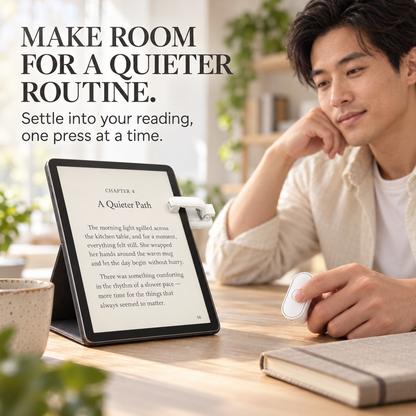 Hands-free phone stand + Bluetooth remote. Portrait & landscape mode. Wireless Page Turner, CameraShutter Video Recording for iOSAndroid, Phone Selfie Accessory, Gifts for Men Women,
