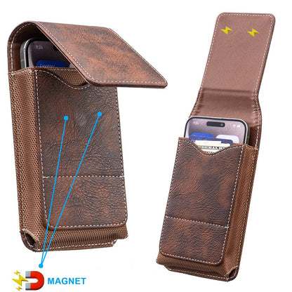 ⚡Big Discount | Waist Belt Cell Phone Pouch 📱 Multi-Pocket Leather Phone Case with Card Holder