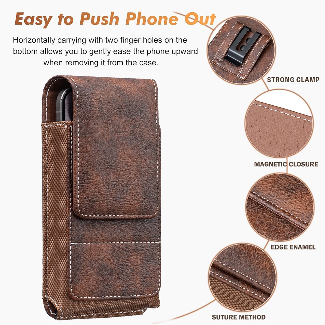 ⚡Big Discount | Waist Belt Cell Phone Pouch 📱 Multi-Pocket Leather Phone Case with Card Holder