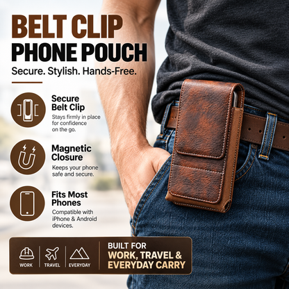 ⚡Big Discount | Waist Belt Cell Phone Pouch 📱 Multi-Pocket Leather Phone Case with Card Holder