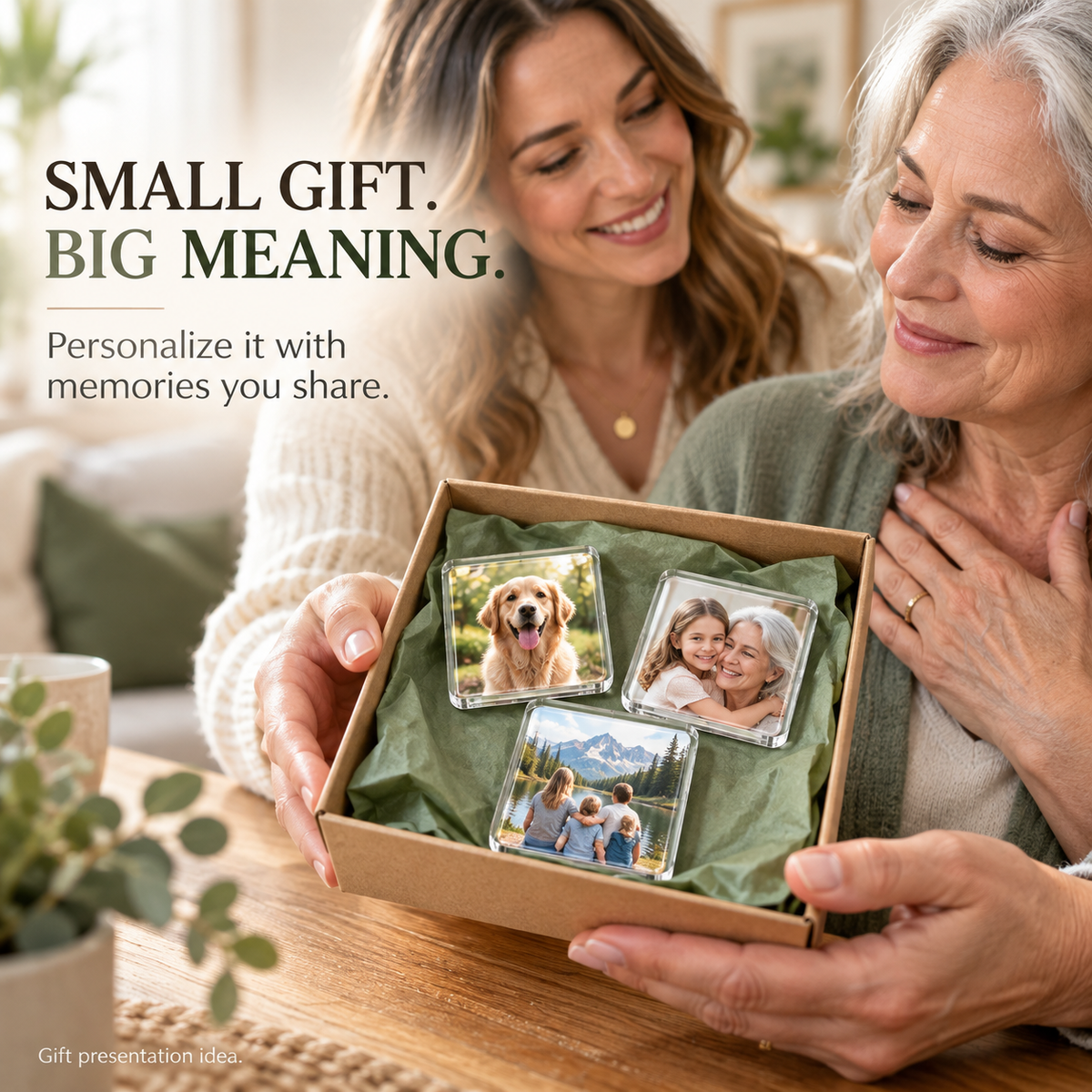 Clear Acrylic Magnetic Photo Frames, Self-Adhesive Square Fridge Magnets