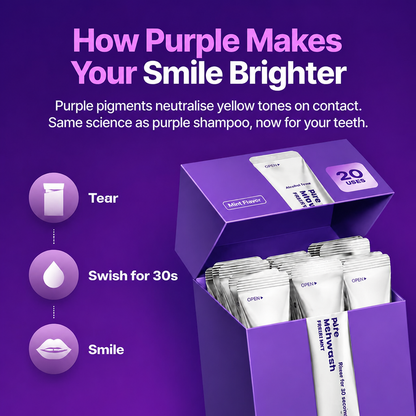 Cancel Yellow Stones in 30 Seconds with Purple Color Correcting Mouthwash
