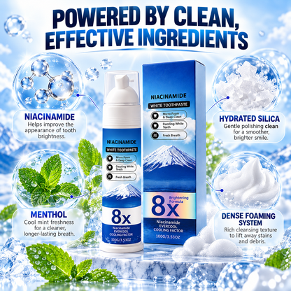 🔥 🔥50% OFF Niacinamide Foaming Whitening Toothpaste 8X - Fresh Breath Stain Removal Gentle Teeth Cleaning 🔥🔥
