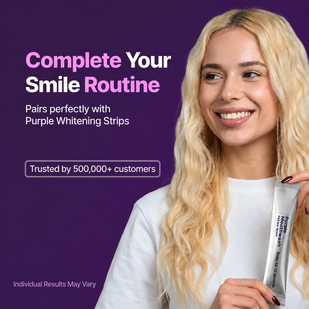 Cancel Yellow Stones in 30 Seconds with Purple Color Correcting Mouthwash