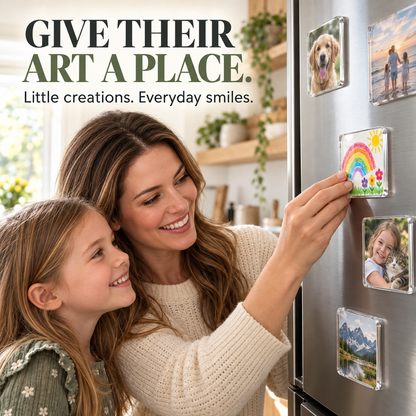 Clear Acrylic Magnetic Photo Frames, Self-Adhesive Square Fridge Magnets