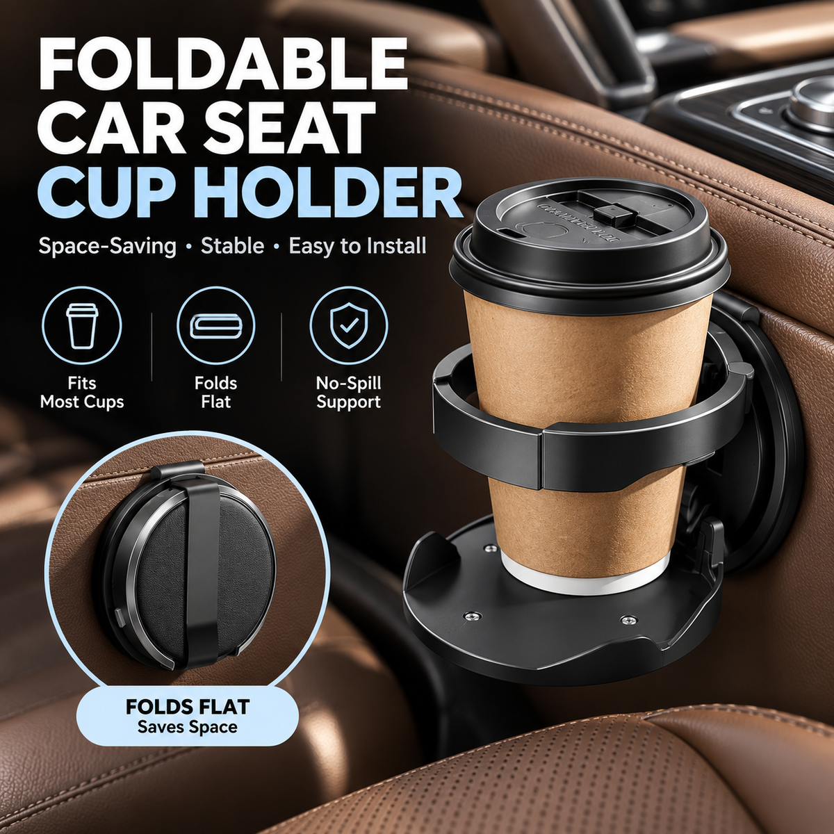 📢📢50% OFF !! ⏰Car Seat Headrest Cup Holder with Hooks