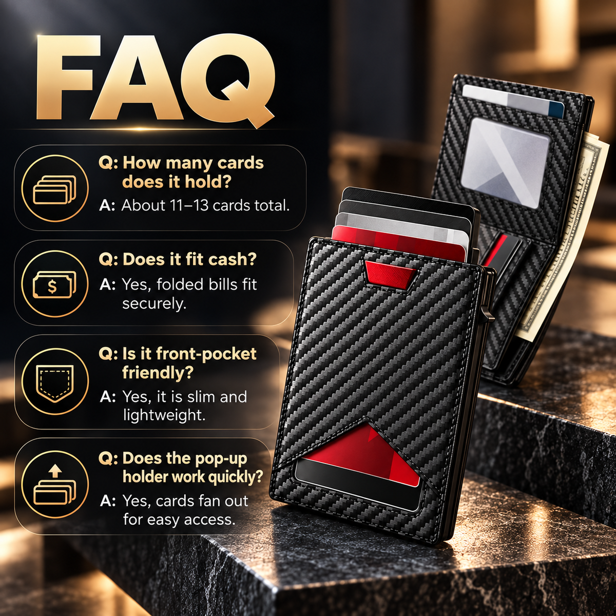 RFID Blocking Carbon Fiber Wallet ✅ Slim design | Holds cards + cash 💵EDC upgrade every guy wants 🔧