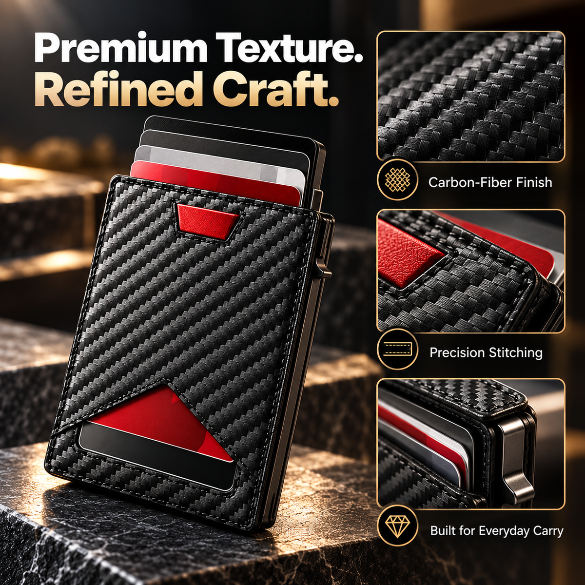RFID Blocking Carbon Fiber Wallet ✅ Slim design | Holds cards + cash 💵EDC upgrade every guy wants 🔧