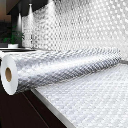 🔥Peel & Stick Aluminum Foil Wallpaper, self adhesive aluminum film Waterproof Oil Proof Contact Paper for Kitchen