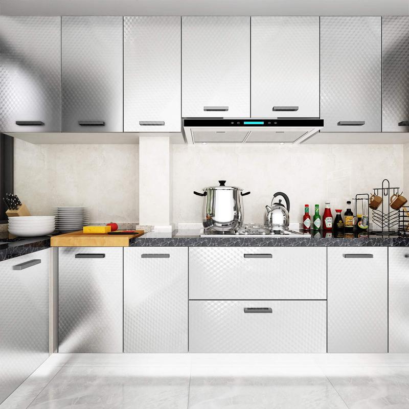 🔥Peel & Stick Aluminum Foil Wallpaper, self adhesive aluminum film Waterproof Oil Proof Contact Paper for Kitchen