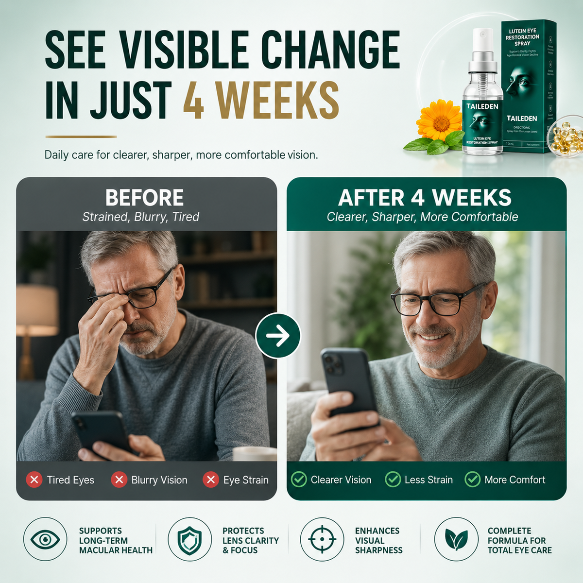 Buy 4 Get 3 Free TAILEDEN® Lutein Eye Care Spray — ✨✨Say Goodbye to Blurry Eyes! Lutein Delivered Right To Your Eyes✨👁️👁️✨