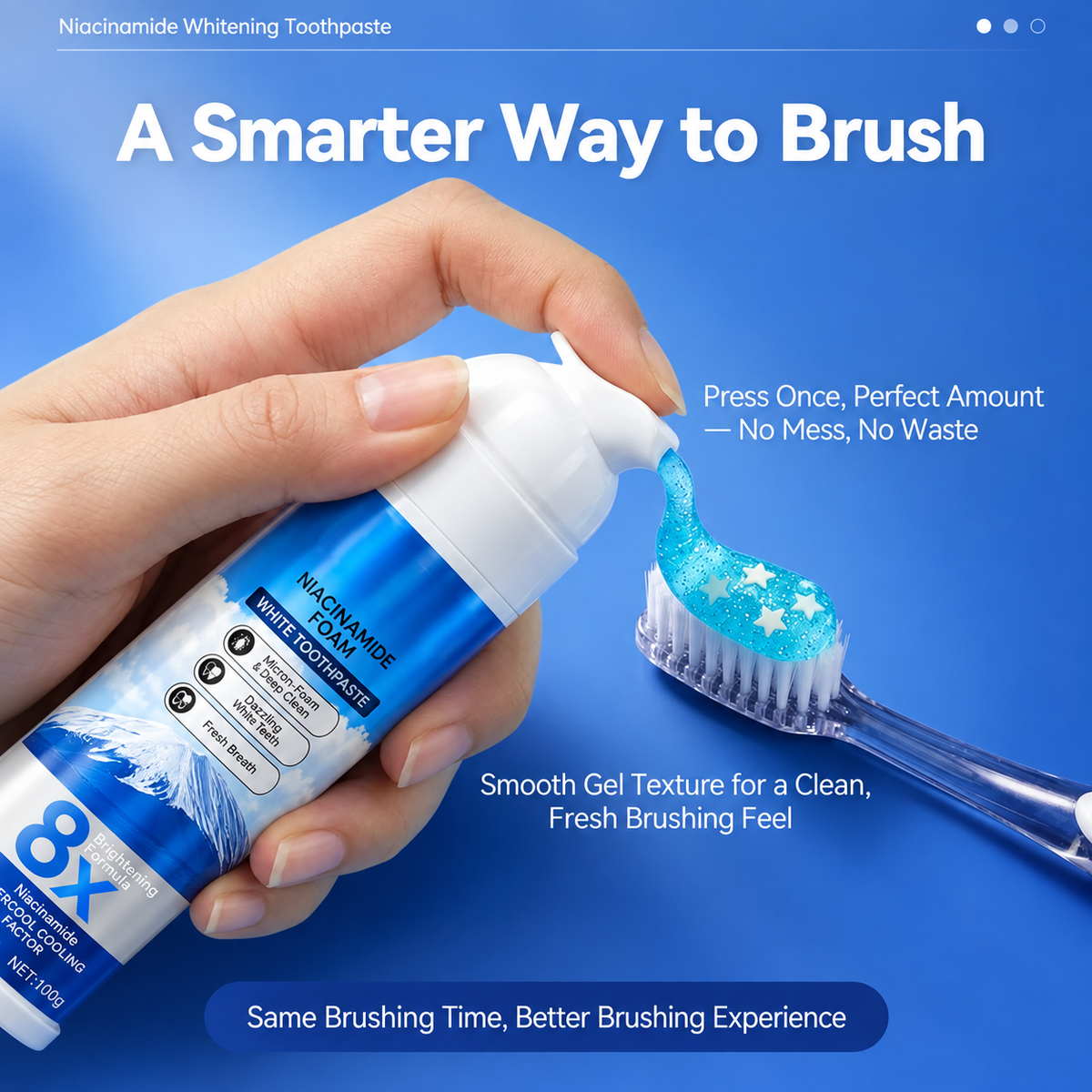 🔥 🔥50% OFF Niacinamide Foaming Whitening Toothpaste 8X - Fresh Breath Stain Removal Gentle Teeth Cleaning 🔥🔥