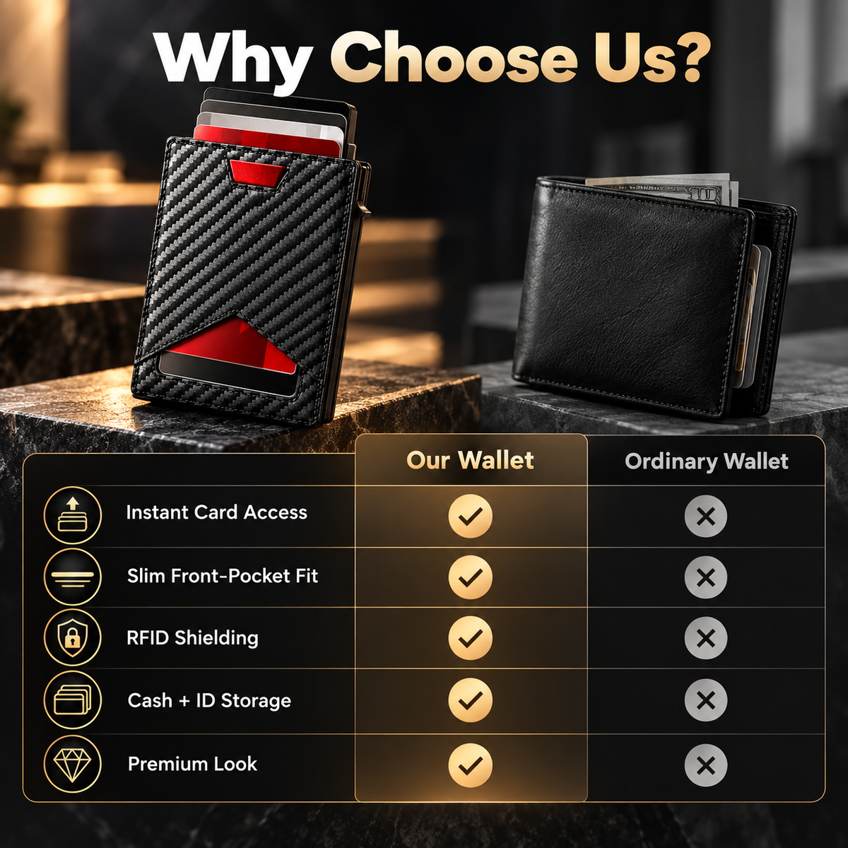 RFID Blocking Carbon Fiber Wallet ✅ Slim design | Holds cards + cash 💵EDC upgrade every guy wants 🔧