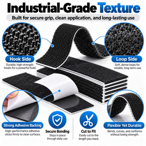 🔥Buy 50-Get 50 Free 🔥Self-Adhesive Hook & Loop Strips, Secure Fastener for DIY Projects Waterproof Tape 50*100mm
