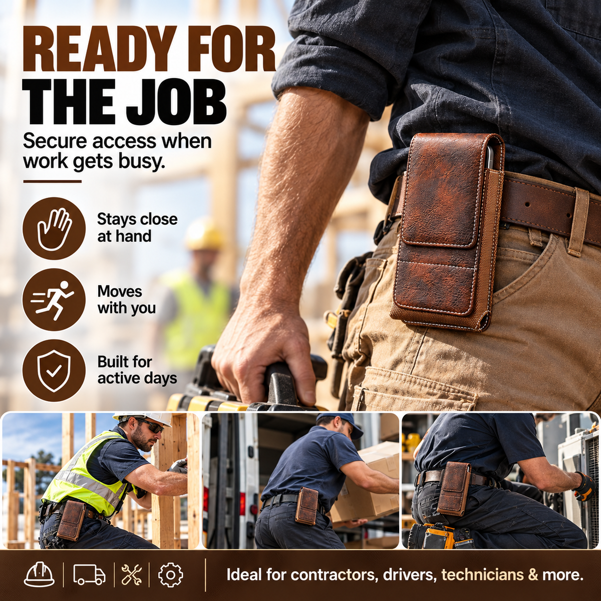 ⚡Big Discount | Waist Belt Cell Phone Pouch 📱 Multi-Pocket Leather Phone Case with Card Holder