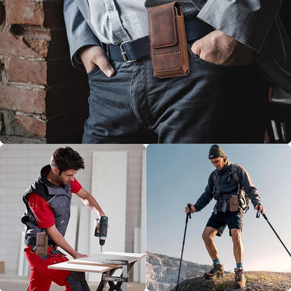 ⚡Big Discount | Waist Belt Cell Phone Pouch 📱 Multi-Pocket Leather Phone Case with Card Holder