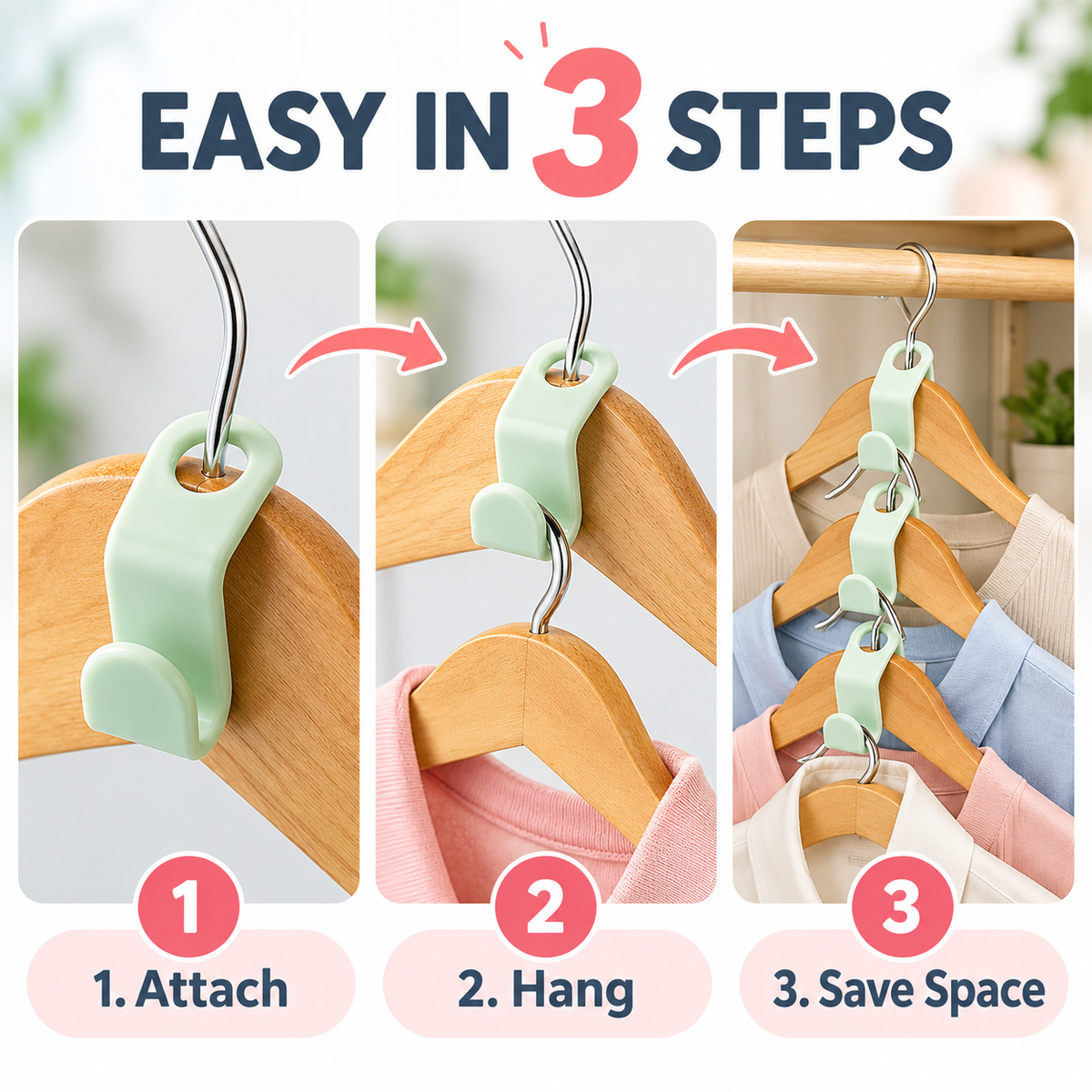 Space Saving Hangers Connector Hooks 20 Counts, High Load-bearing Clothes Hanger Connector Hooks, Hooks for Hangers, Random Colors