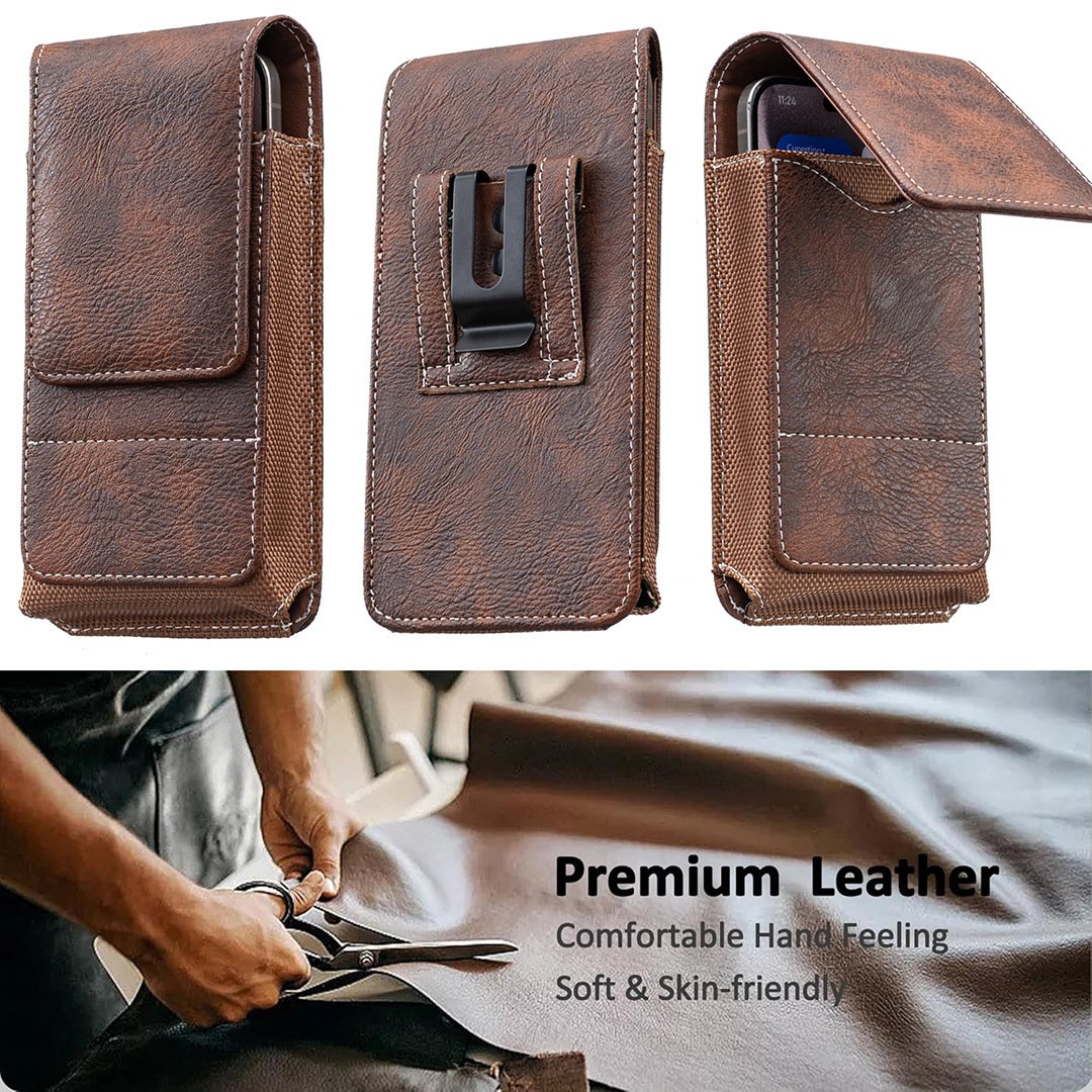 ⚡Big Discount | Waist Belt Cell Phone Pouch 📱 Multi-Pocket Leather Phone Case with Card Holder