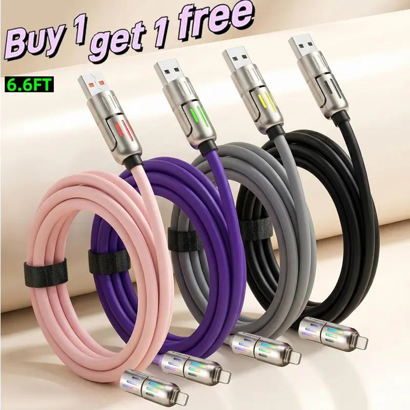 Buy 1 Get 1Free -4-in-1 Fast Charging Cable – 6.6FT USB-C Multi-Connector Cord