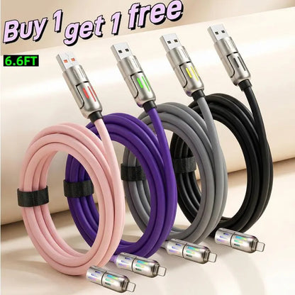 Buy 1 Get 1Free -4-in-1 Fast Charging Cable – 6.6FT USB-C Multi-Connector Cord