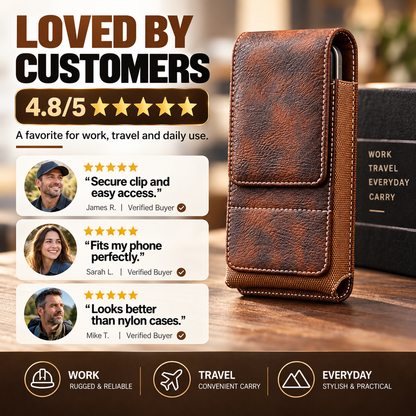 ⚡Big Discount | Waist Belt Cell Phone Pouch 📱 Multi-Pocket Leather Phone Case with Card Holder