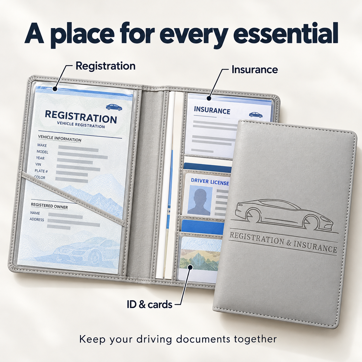 Buy 4 Get 2 Free 🔥 (BEST VALUE - 9.99 $ each)🔥Car Registration & Insurance Card Holder,2026🔥 HOT SALE Premium Car Paperwork Card Holder