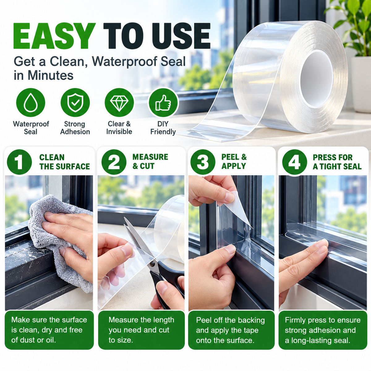 2026🔥 HOT SALE50K+ SOLD! 50% OFF! 🔥Self-Adhesive Silicone Waterproof Tape (1.18 in × 78.74 in) - High-Temperature Resistant